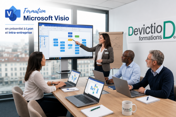 Bénéficiez de l’expérience de Devictio : Centre de formation lyonnais depuis 2007, Devictio accompagne les entreprises et leurs collaborateurs dans le développement de leurs compétences numériques. Notre formation Microsoft Visio privilégie une pédagogie concrète, orientée vers des situations et besoins professionnels.