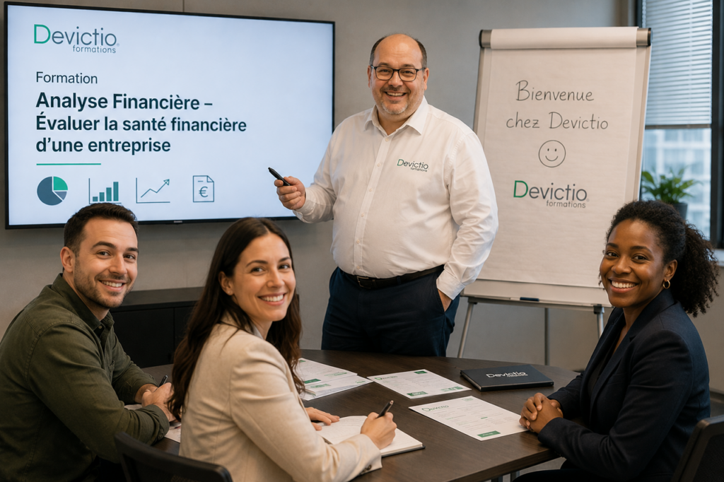 Comprendre la santé financière d’une entreprise : cette Formation Analyse Financière – Évaluer la santé financière d’une entreprise vous apprend à lire les comptes, interpréter les ratios et identifier les forces et fragilités financières. À Lyon, Devictio privilégie la pratique et les études de cas pour rendre ces compétences directement opérationnelles.