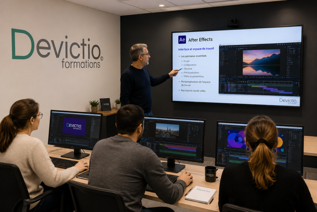 Découvrez notre Formation After Effects dispensée sur Lyon en présentiel et maîtrisez l’art des graphiques animés.