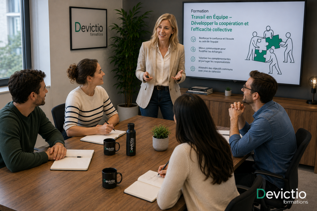 Des rôles mal définis et une information qui circule mal peuvent rapidement nuire à l’efficacité collective. Notre formation travail en équipe sur Lyon permet de clarifier les responsabilités, structurer les échanges et mettre en place des règles de fonctionnement partagées.