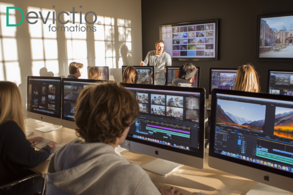 Durant nos formations à CapCut en présentiel sur Lyon, les apprenants travaillent en conditions réelles, favorisant une montée en compétences rapide et efficace. Les salles de formation Devictio, situées en plein cœur du 3ᵉ arrondissement de Lyon, offrent un environnement idéal pour un apprentissage immersif et professionnel.