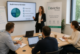 Formation Auditeur internet ISO 9001 Lyon : Les participants apprennent à préparer un audit qualité, analyser les processus de l&rsquo;entreprise et identifier les exigences de la norme ISO 9001 grâce à une pédagogie concrète et participative.