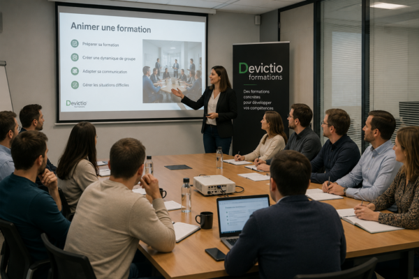 Formation Devenir Formateur en intra sur site. Renforcez les compétences de vos équipes pour la transmission du savoir au sein de votre entreprise. Financement OPCO possible. 100% Présentiel.
