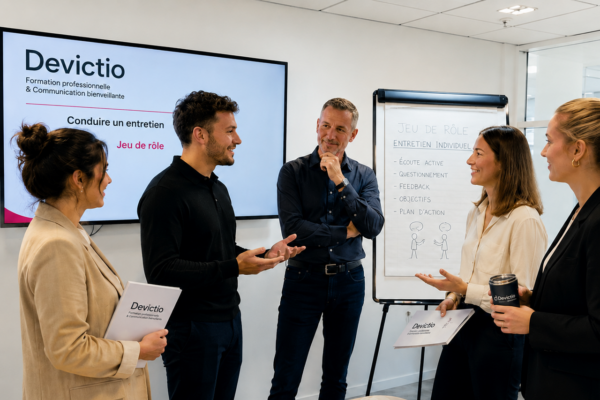 Formation Entretien Individuel : Réussissez la conduite de vos entretiens individuels et impliquez vos collaborateurs en tenant compte des enjeux de l’entreprise, des compétences présentes ou à développer.