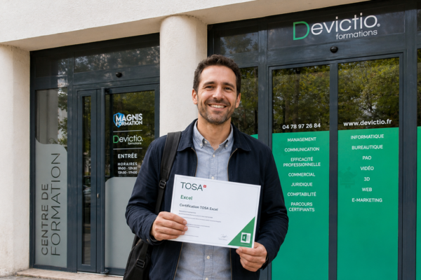 Formation Excel certifiante : choisissez votre niveau de formation Excel et soyez certifiez à l’issue de votre formation. Boostez votre CV avec une certification TOSA Excel.