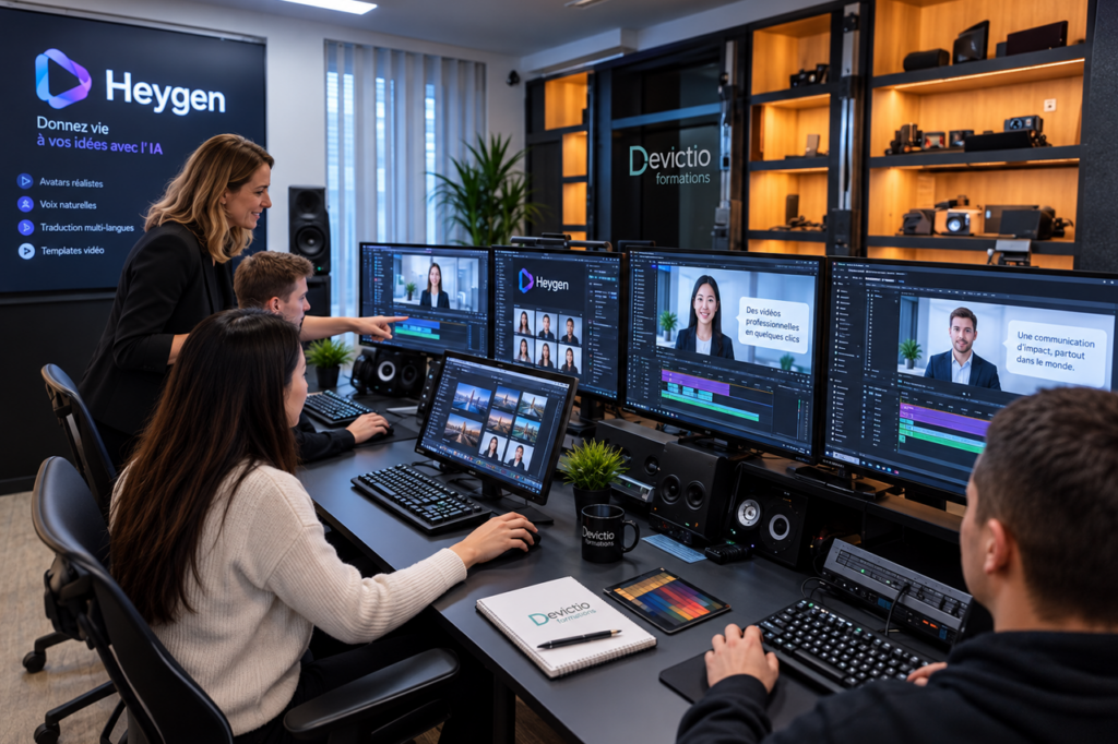Formation Heygen Lyon : formez-vous en présentiel afin de maîtriser HeyGen dans un cadre structuré, avec les conseils personnalisés d’un formateur. Cette approche pratique vous permet de gagner du temps et de devenir rapidement autonome.