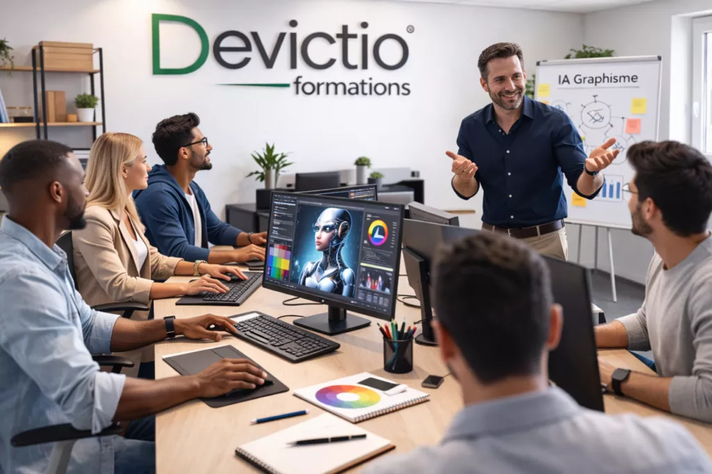 Formation IA Graphisme Lyon : L’IA ne remplace pas le graphiste, elle amplifie son potentiel créatif ! Suivez notre formation en IA pour Graphiste et boostez votre créativité.