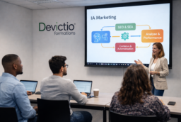 Formation IA Marketing : Transformez l’IA en avantage concurrentiel : stratégie, exécution, automatisation… et un plan d’action prêt à déployer.