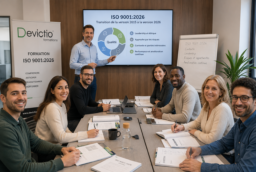 Formation ISO 9001:2026 chez Devictio : découvrez les évolutions de la nouvelle norme ISO 9001 afin de préparer la transition de la version 2015 vers la version 2026. Une formation pratique animée par un expert qualité en entreprise.