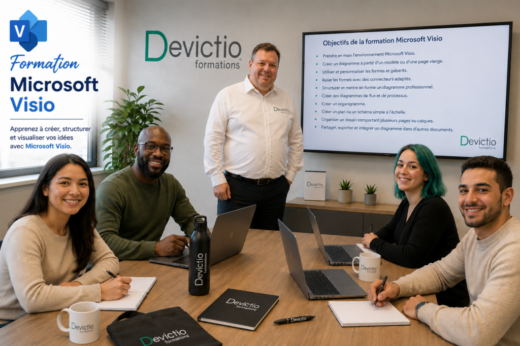 Formation Microsoft Visio Lyon – Choisissez la modalité adaptée à vos besoins : notre formation Microsoft Visio sur Lyon peut être suivie en présentiel, en intra-entreprise ou à distance selon votre organisation. Vous bénéficiez dans chaque format d’exercices pratiques et d’un accompagnement par un formateur expérimenté.