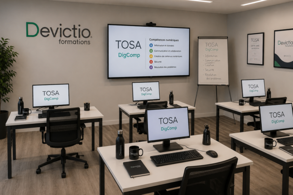 Formation TOSA DIGCOMP Lyon : Devictio votre organisme de formations sur Lyon vous propose sa formation en présentiel dans des salles spacieuses, climatisées et avec un nombre réduit de participants.