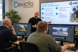 Formation Unity 3D Lyon : Depuis 2007, Devictio accompagne les professionnels dans le développement de leurs compétences grâce à des formations adaptées à leurs besoins. Suivez l&rsquo;une de nos trois formations Unity 3D à Lyon, dans notre centre situé à proximité de la Part-Dieu, et progressez dans un environnement dédié à la pratique.