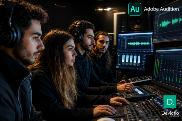 La Formation Adobe Audition Niveau 1 permet d’acquérir les compétences essentielles pour enregistrer, monter, nettoyer et mixer des contenus audio de qualité professionnelle. Les participants apprennent à travailler sur des voix, interviews, podcasts, bandes-son ou contenus destinés à la vidéo en utilisant les principales fonctionnalités du logiciel. Cette formation privilégie la pratique afin de permettre une prise en main progressive et directement applicable aux projets professionnels.