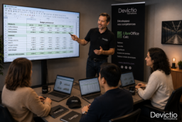 La Formation LibreOffice Calc à Lyon proposée par Devictio permet d’apprendre à créer, organiser et exploiter efficacement ses tableaux et ses données. Le présentiel et les petits groupes favorisent la pratique, les échanges avec le formateur et une progression adaptée à chaque participant.