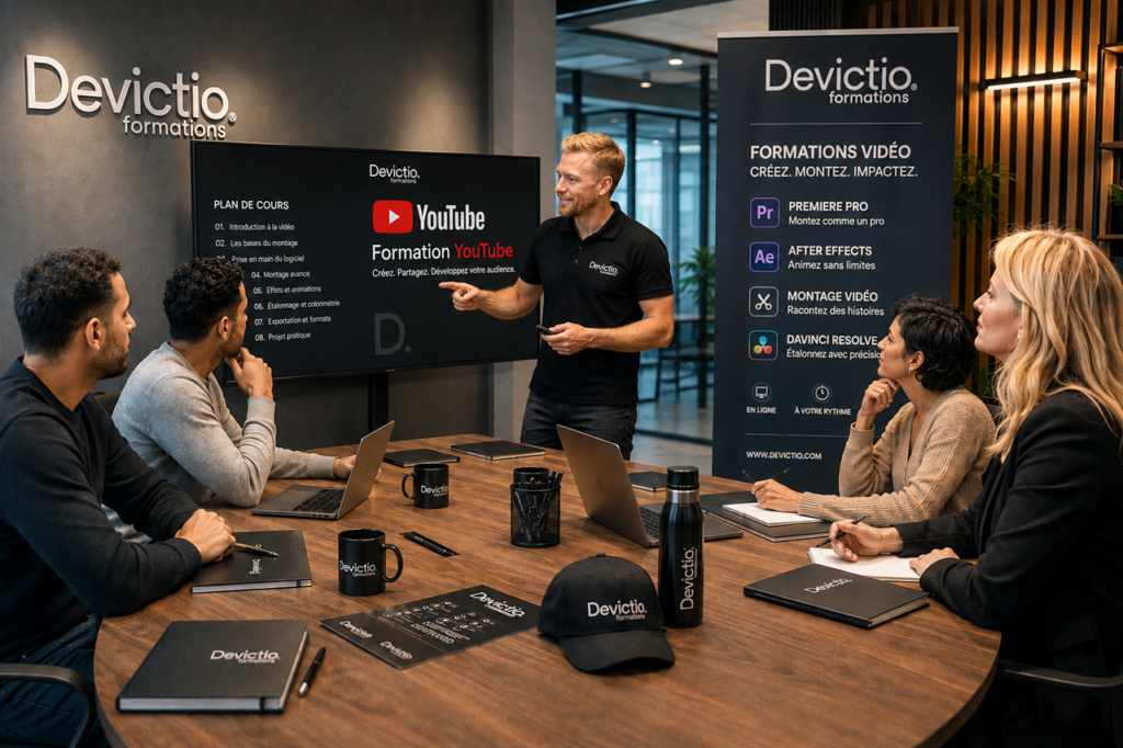 La Formation YouTube proposée par Devictio à Lyon permet d’acquérir les méthodes nécessaires pour créer, développer et optimiser une chaîne professionnelle. Pendant trois jours, les participants travaillent sur la stratégie éditoriale, les contenus, le référencement, les Shorts et l’analyse des performances avec YouTube Studio. Une formation particulièrement adaptée aux entreprises et professionnels souhaitant renforcer leur visibilité sur YouTube.