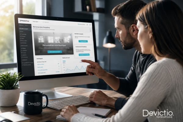 Maîtrisez PrestaShop de manière concrète : Notre formation PrestaShop privilégie la pratique pour vous apprendre à créer, gérer et optimiser une boutique en ligne. Catalogue, commandes, paiements, livraisons et promotions sont abordés à travers des exercices directement applicables à votre activité.