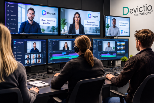 Nos formations sur Heygen en salle offrent un cadre structurant et motivant pour apprendre plus vite. Profitez d’un accompagnement personnalisé et d’exercices pratiques pour maîtriser chaque fonctionnalité.