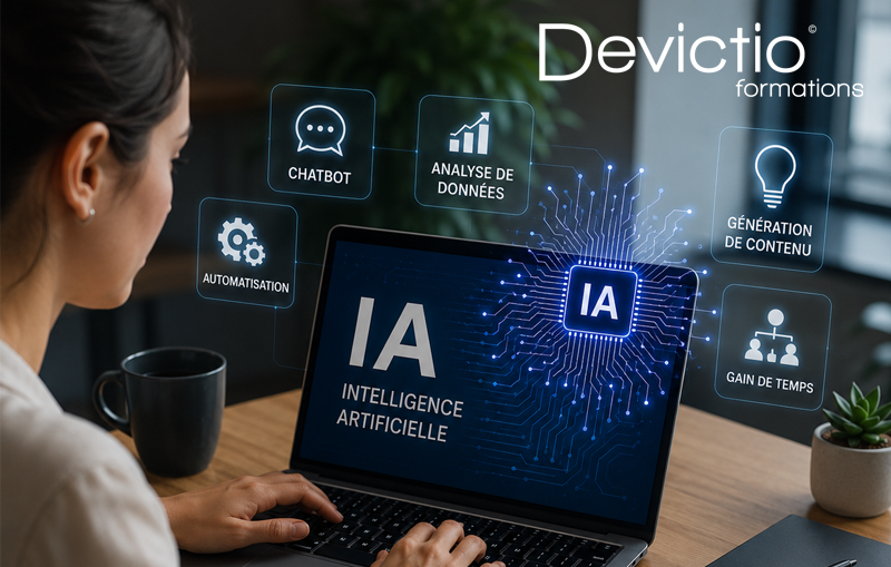 Parcours certifiant en IA proposée par Devictio, votre organisme de formation sur Lyon depuis 2007 : Formation Développer son activité grâce à l’Intelligence Artificielle