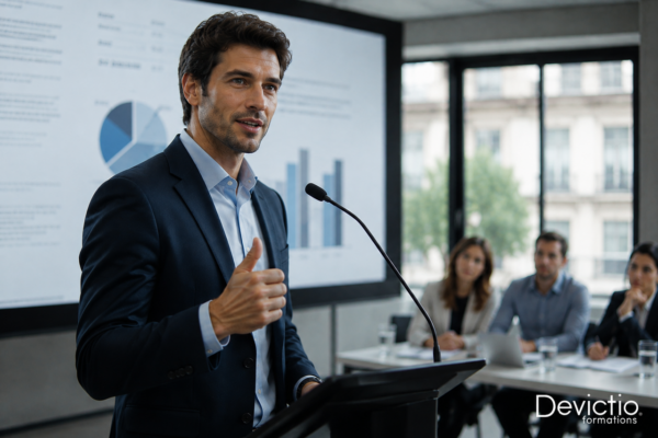Proposée en présentiel à Lyon Part-Dieu, notre Formation Communication Professionnelle permet de travailler pendant deux jours sur des situations directement issues du monde professionnel. Elle peut également être organisée en intra-entreprise à Lyon, Paris et partout en France, avec des exercices adaptés aux problématiques rencontrées par les collaborateurs.