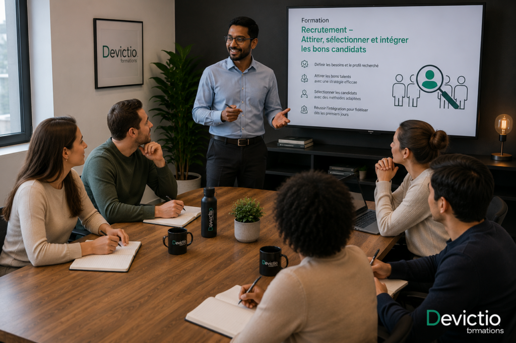 Réussir un recrutement commence par une définition précise du besoin et des compétences recherchées. La Formation Recrutement proposée par Devictio sur Lyon, vous apprend à structurer votre démarche pour attirer et identifier les candidats réellement adaptés au poste.