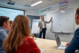 Session de formation en présentiel à Lyon : des managers transversaux renforcent leurs compétences en leadership, communication et coordination d’équipe.