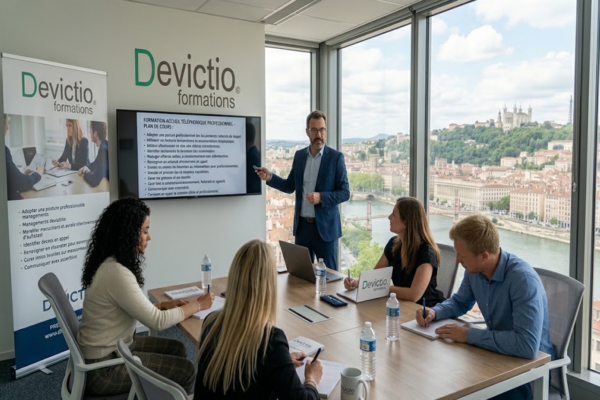 Suivre la Formation Accueil Téléphonique à Lyon permet de multiplier les simulations, jeux de rôle et échanges directs avec le formateur. Les participants expérimentent immédiatement les techniques apprises et bénéficient de retours individualisés pour améliorer leurs pratiques.