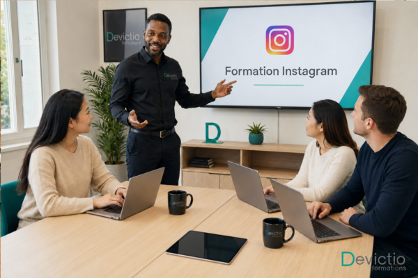 Suivre une formation Instagram en présentiel chez Devictio permet de bénéficier d’un accompagnement concret et personnalisé au sein d’un petit groupe. Organisme de formation depuis 2007, Devictio s’appuie sur son expérience pour proposer des exercices pratiques adaptés aux objectifs professionnels de chaque participant. Les échanges directs avec le formateur favorisent une progression rapide et permettent de repartir avec une stratégie Instagram immédiatement applicable.