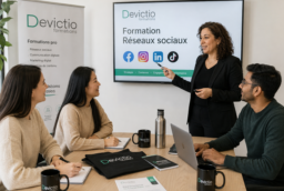 Une stratégie sur les réseaux sociaux permet de renforcer votre visibilité, de développer votre notoriété et de créer une relation durable avec votre communauté. En suivant une formation, vous apprendrez à définir des objectifs, à choisir les plateformes adaptées, à planifier vos publications et à mesurer les résultats de vos actions. Vous serez ainsi en mesure d&rsquo;utiliser les réseaux sociaux comme un véritable levier de développement pour votre entreprise ou votre activité.
